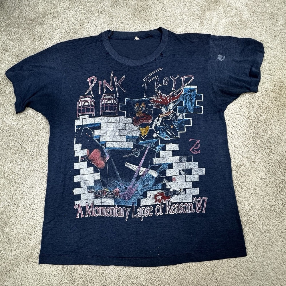 Vintage Pink Floyd American Tour 87 Paper Thin Distressed‎ Single Stitch Rare